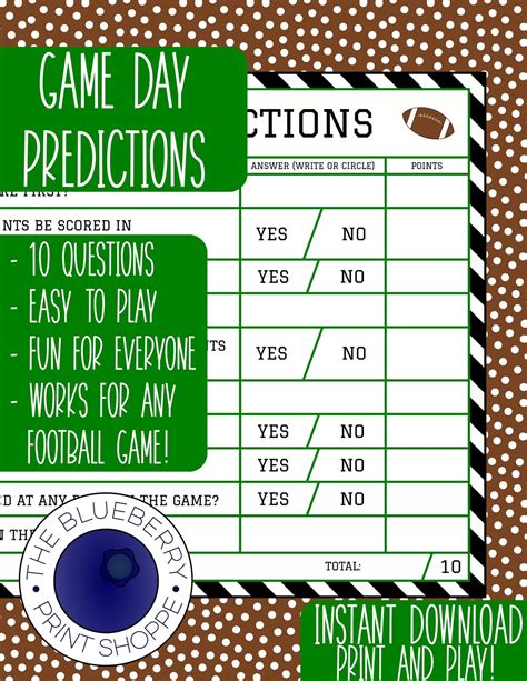 Game Day Predictions Football Predictions Prop Bets | Etsy