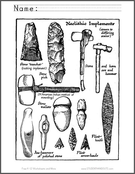 Neolithic Tools Coloring Page | Student Handouts