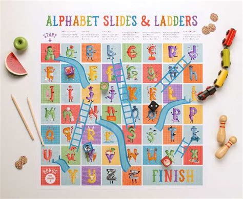 ALPHABET SLIDES AND LADDERS FREE PRINTABLE GAME | Printable board games, Free printable games ...