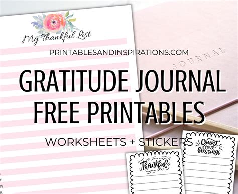 Free Gratitude Journal Printable Pages + Stickers - Printables and Inspirations