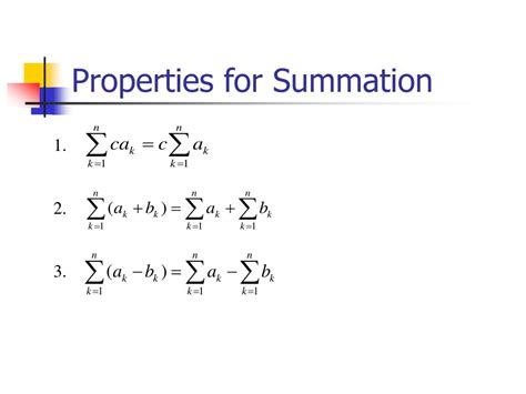 Properties Of Summation Notation