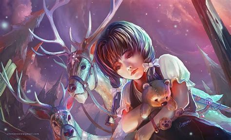 HD wallpaper: fantasy art, anime girls, teddy bears, child, childhood, real people | Wallpaper Flare