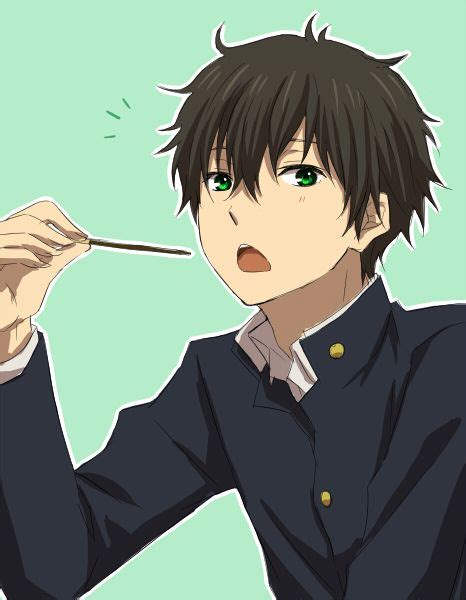 black_hair gakuran green_eyes hyouka male open_mouth oreki_houtarou ...