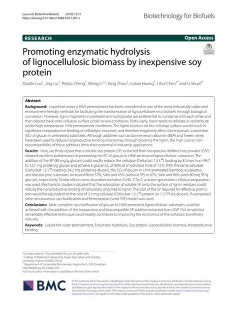 (PDF) Promoting enzymatic hydrolysis of lignocellulosic biomass - DOKUMEN.TIPS