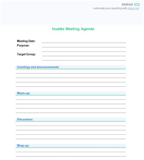 Morning Huddle Template | TUTORE.ORG - Master of Documents