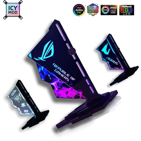 RGB VGA Holder Customizable A RGB Horizental GPU Bracket Video Card ...