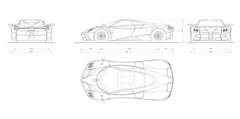 Pagani Huayra Blueprint - Download free blueprint for 3D modeling