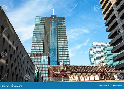 ALMERE, NETHERLANDS - OCTOBER 18: Architecture of Modern Almere City Center. Netherlands Stock ...