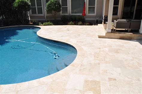 Ivory french pattern travertine pavers and coping – Artofit