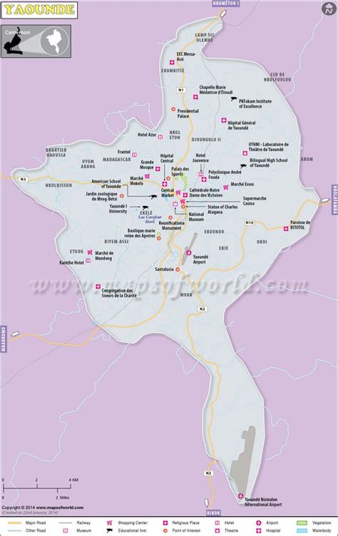 Yaounde Map | Map of Yaounde | Map, County map, Cameroon