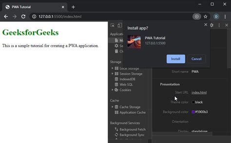 Making a simple PWA under 5 minutes - GeeksforGeeks