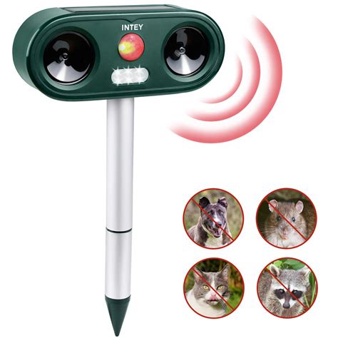 INTEY Cat Repellent Ultrasonic Waterproof, 5 Modes Adjustment, Cat Deterrent Outdoor with Ground ...