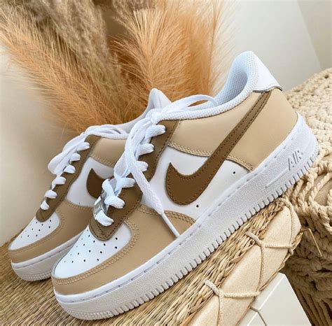 Tan Brown Women's Nike Air Force 1 low custom | Etsy