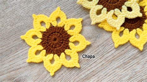 🌻Easy Crochet Sunflower Coaster tutorial | Beginner friendly #crochetcoaster #crochettutorial ...