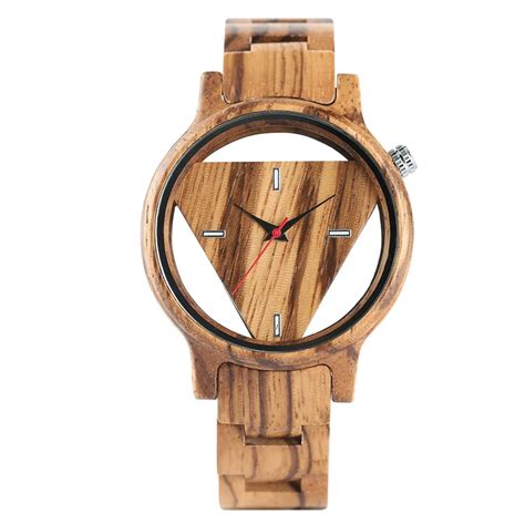 YISUYA Unique Design Triangle Dial Full Wood Watch Men Handmade Bamboo Wooden Creative Watches ...