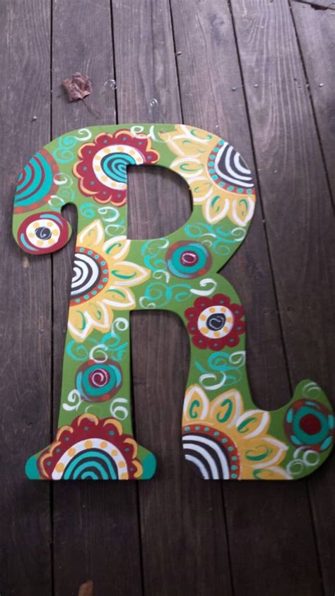 Beautiful hand painted custom Wood Letter Initial Door hanger | Etsy | Initial door hanger ...