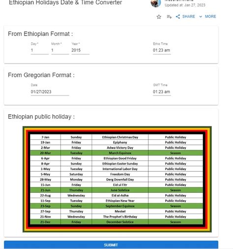 Ethiopian Holidays, Date & Time Converter | Devpost