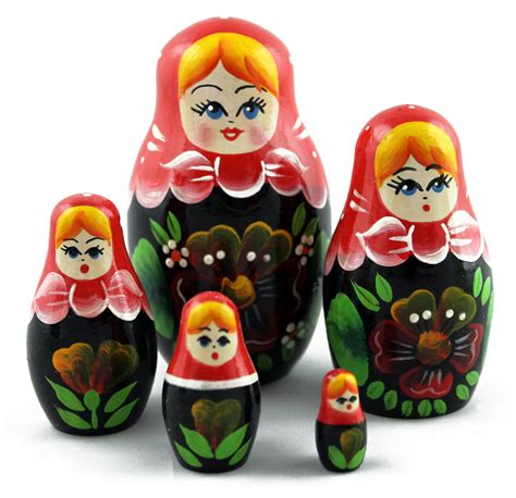 Pansies Wooden Russian Matryoshka Handmade Nesting Dolls For Sale, 5pc - $13.45 USD - GlobeBids