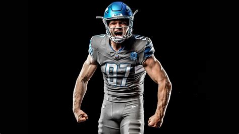 Former Michigan Football Star Aidan Hutchinson Models New Detroit Lions Helmet - Sports ...