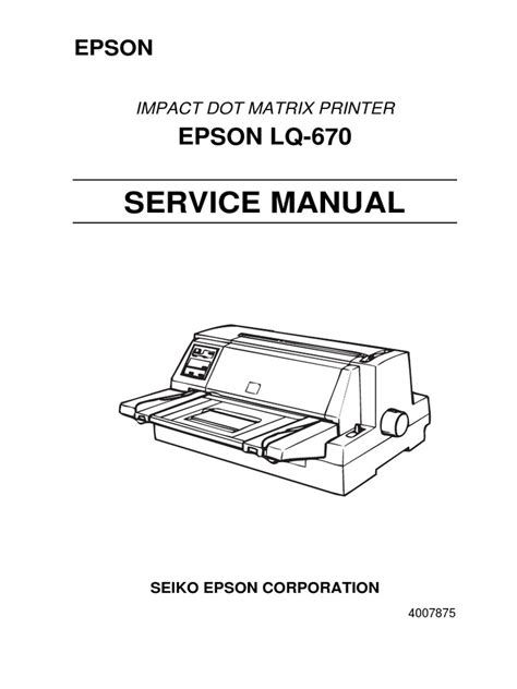 Epson LQ-670 Service Manual | PDF | Printer (Computing) | Typefaces