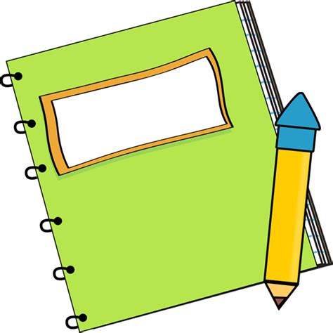 Green Notebook with a Pencil Clip Art - Green Notebook with a Pencil Vector Image