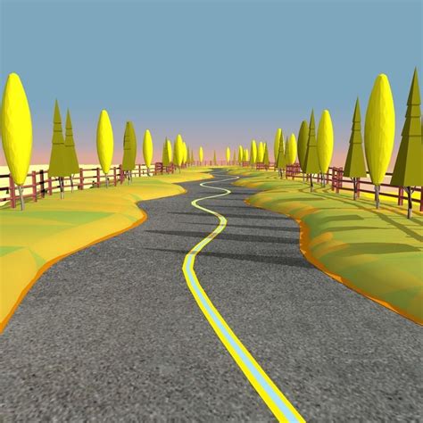 Cartoon Road Low Poly 3D Model #AD ,#Road#Cartoon#Model#Poly | Low poly ...