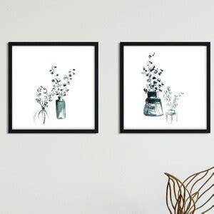 Blue Floral Wall Art Set Watercolor Print Set Set of 2 - Etsy