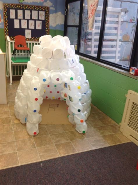 Milk jug igloo. Have your parents send in gallon sized milk jugs. Build ...