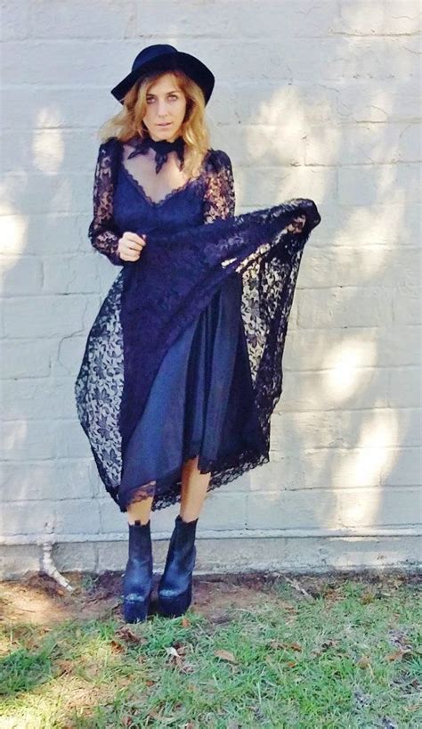 Black LACE stevie nicks style WITCHY dress. victorian neo noir | Etsy ...