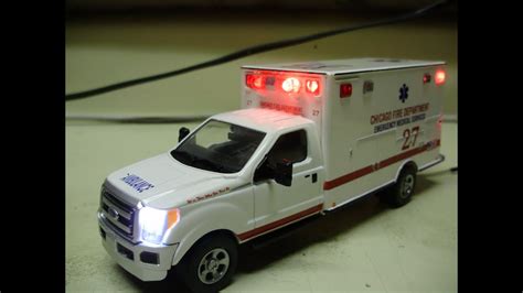 Custom 1:48 scale CHICAGO FIRE DEPARTMENT EMS diecast Ford Ambulance w/ working lights - YouTube