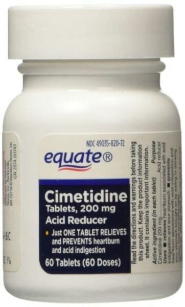 EQUATE C03636 200mg Cimetidine Acid Reducer - 60 Tablets for sale online | eBay