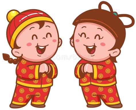 Cartoon Chinese Kids stock vector. Illustration of greeting - 28615424