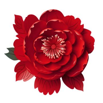 Red Peony Paper Cut Birds Eye View Ai Buckle Free Decorative Material, Peony, Paper Cut, China ...