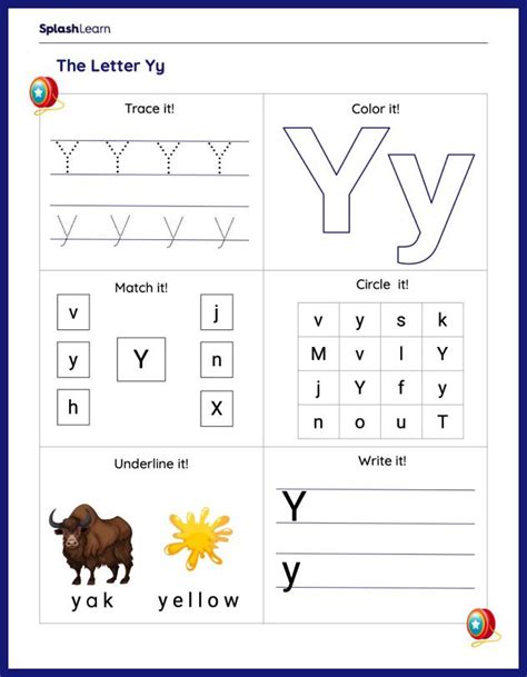 Letter Y Phonics Worksheets