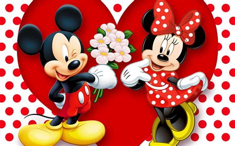 HD wallpaper: Mickey Mouse and Minnie Mouse illustration, red, backgrounds | Wallpaper Flare