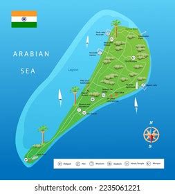 Vector Illustration Map Kavaratti Island Lakshadweep Stock Vector ...