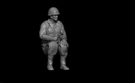 STL file WW2 AMERICAN SOLDIER SEATED・3D printing template to download・Cults