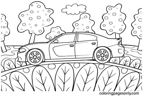 Dodge Charger SRT Hellcat Coloring Page - Free Printable Coloring Pages