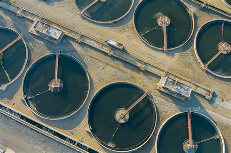 Premium Photo | Aerial top view recirculation sedimentation tank, water ...