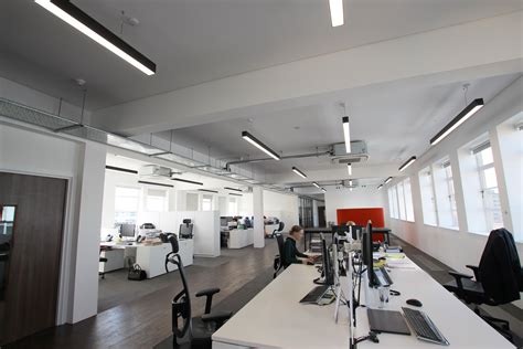 Slim linear LED office lighting for office refurbishment | Led office lighting, Contemporary ...