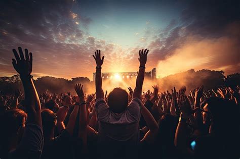 Premium AI Image | Concert crowd in front of a bright stage at a music ...