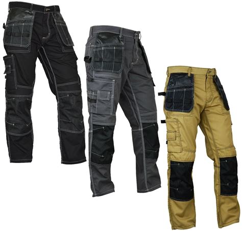 Mens Construction Cordura Knee Reinforcement WorkWear Trousers Utility Work Pant · Save Real ...