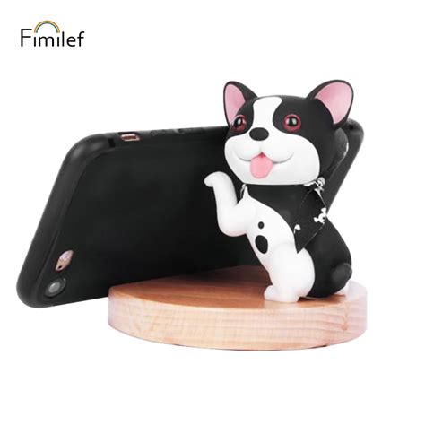 Fimilef Cute Puppy Cell Phone Holder For Iphone Huawei Wooden Cartoon Pet Dog Mobile Phone Desk ...