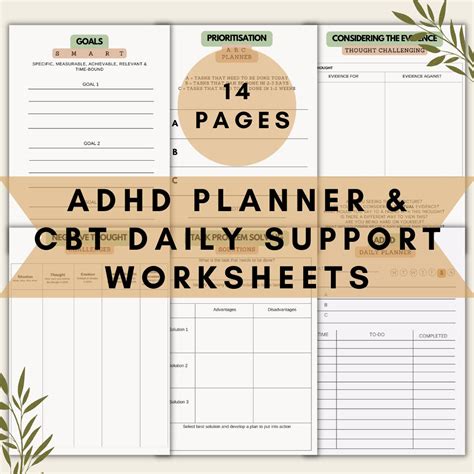 Buy ADHD Printable Planner, Adhd Worksheets, CBT Worksheets, Therapy ...