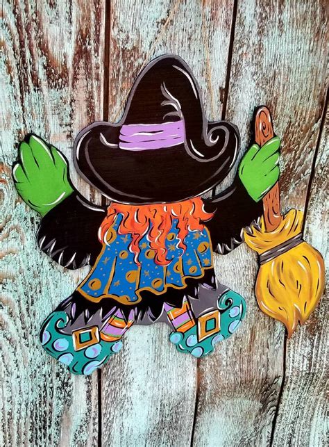 Witch door hanger Door Decor For Halloween Crashed Witch | Etsy