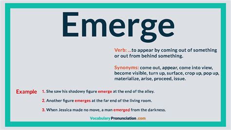 How to Pronounce EMERGE l Definition, Meaning, Example and Synonyms of ...