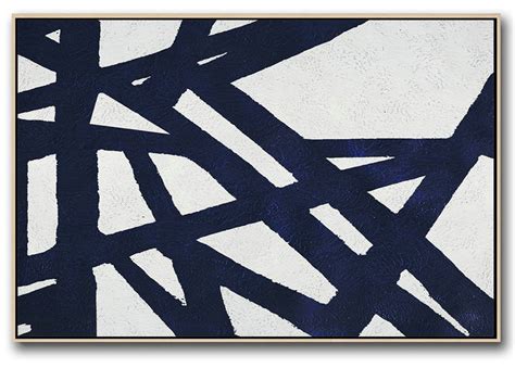 Modern Paintings On Canvas,Horizontal Abstract Painting Navy Blue ...