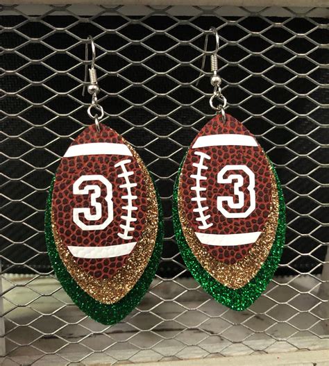 Football Faux Leather Earrings Customizable Team Colors Add Number Made to Order Personalized ...