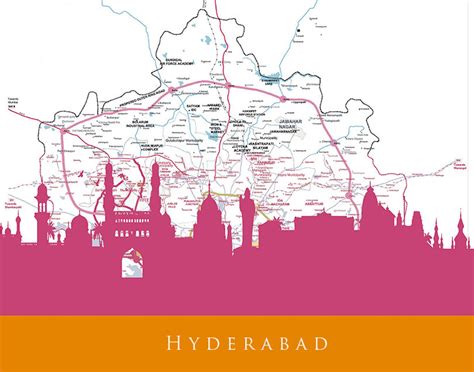 Skyline Print Hyderabad Skyline Hyderabad Map Art Hyderabad | Etsy