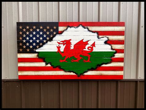 American Welsh Flag Flag of Wales American Flag Wood Flag - Etsy UK